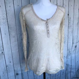Free People Intimate Long Sleeve Lace Top